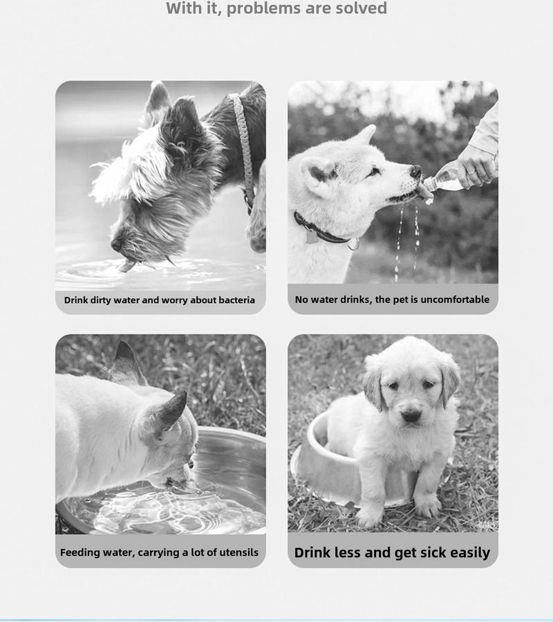 Product Introduction of One-touch water dispenser, portable pet water cup for feeding dogs and cats, outdoor portable water bottle, leak-proof design, lightweight and durable, essential water feeder for dog walking 1