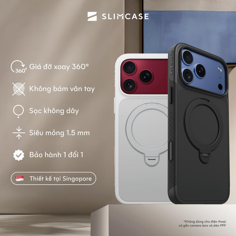 Ốp lưng STANDOUT iPhone 18 / 17 / 16 SLIMCASE - Giá đỡ xoay 360, siêu mỏng, bảo hành 2 năm