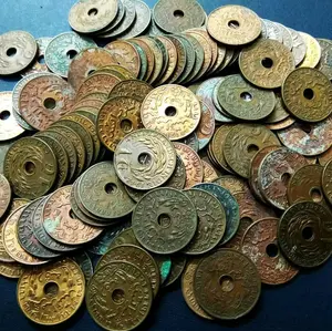 Uang koin kuno pecahan Cent bolong 1945, original asli,