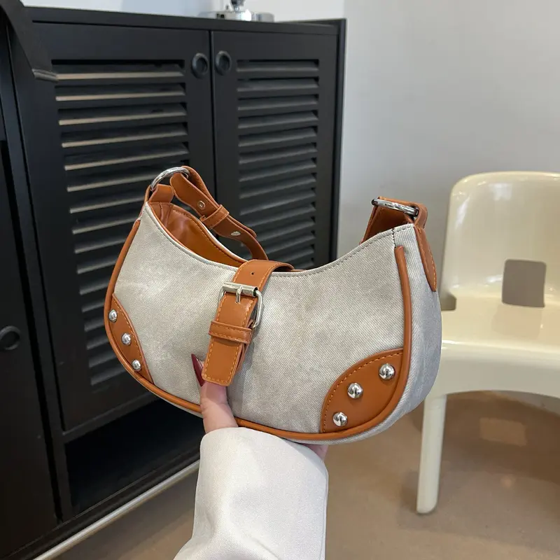 Tas Bahu Keling Retro Wanita Tas Ketiak Vintage Perancis Tas Kecil Sederhana Temperamen Tas Selempang Fashion Shoulder Bag Korean Style 0