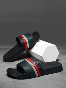 スカルデザイン軽量ビーチサンダル 3色ストライプ仕様 滑り止め付き 男女兼用アウトドアスリッパ