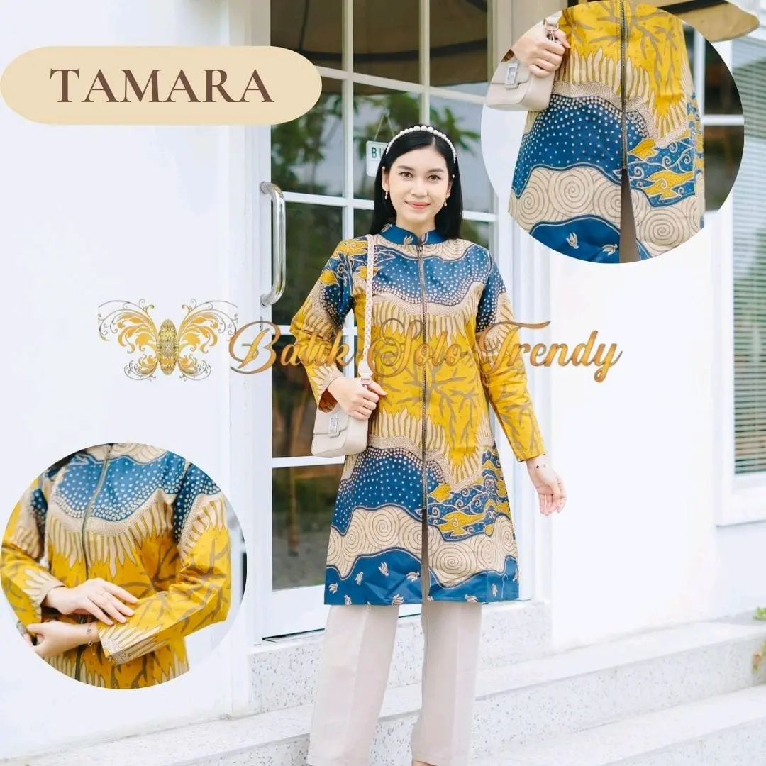 Tunics Tunik Tamara Batik Handprint Premium dengan Lapis Furing Trikot  Katun Nyaman Atasan Panjang Cantik Wanita Kapas Muslim
