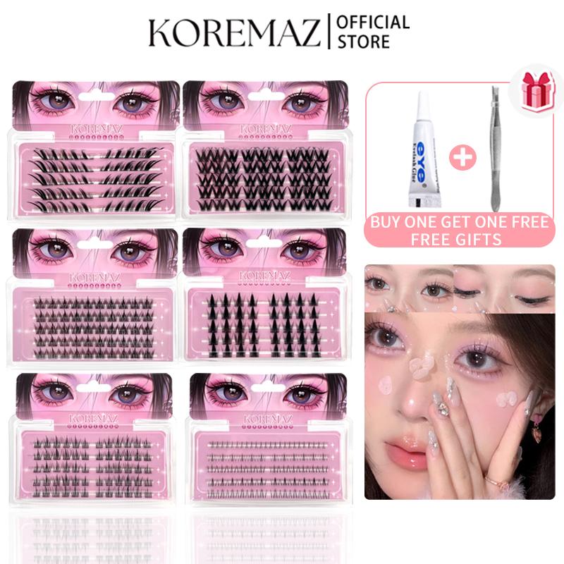 Bộ Lông Mi Giả, KOREMAZ, 5 Hàng, Nhiều Kiểu Dáng, Dày Và Cong Tự Nhiên, Có Thể Tái Sử Dụng, Dễ Sử Dụng, Đi Kèm Với Keo Và Nhíp