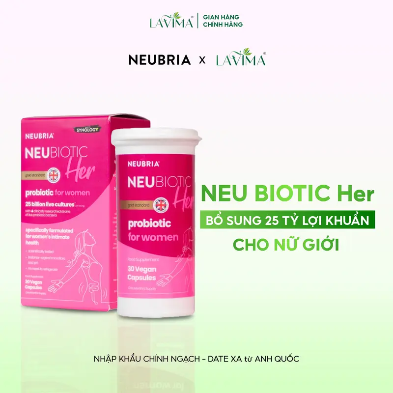 Men Vi Sinh Phụ Khoa Lavima Neubiotic Her Bổ Sung Lợi Khuẩn Vùng Kín Thực Phẩm Hỗ Trợ Sức Khỏe Cho Phụ Nữ Hộp 30 Viên