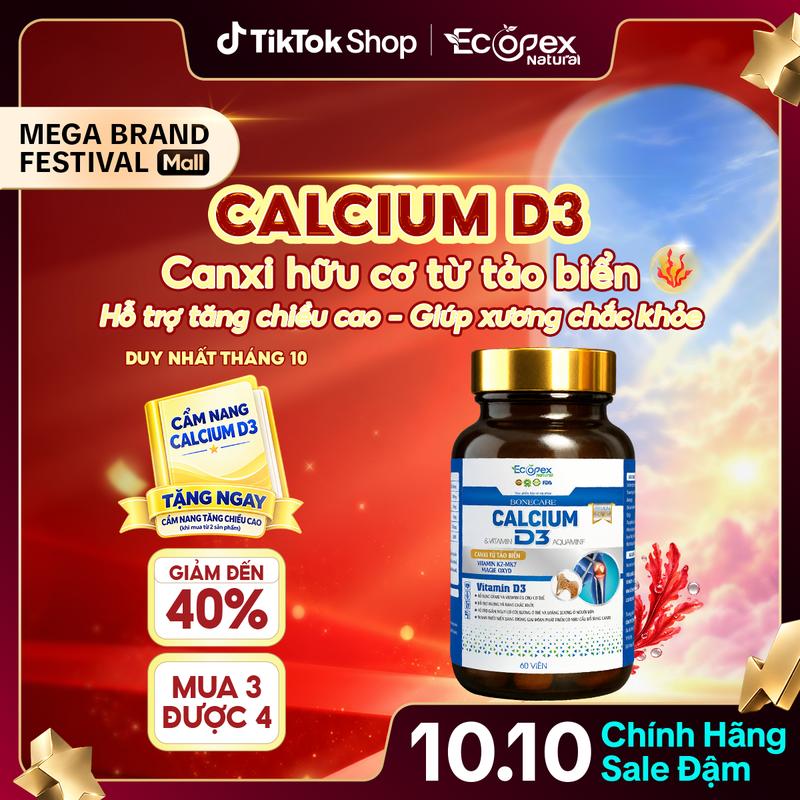CALCIUM D3 - Bổ Sung Canxi, Hỗ Trợ Phát Triển Chiều Cao, Giúp Xương Chắc Khỏe - Hộp 60 Viên