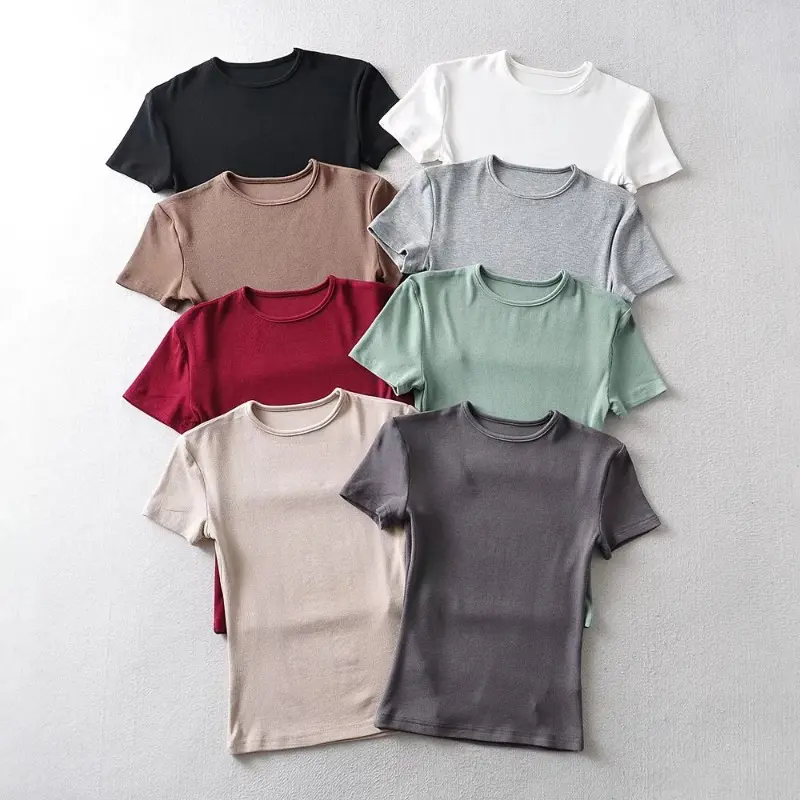 SS24 Crew neck short sleeve T-shirt women's solid color basic short sleeve top (eight colors)
