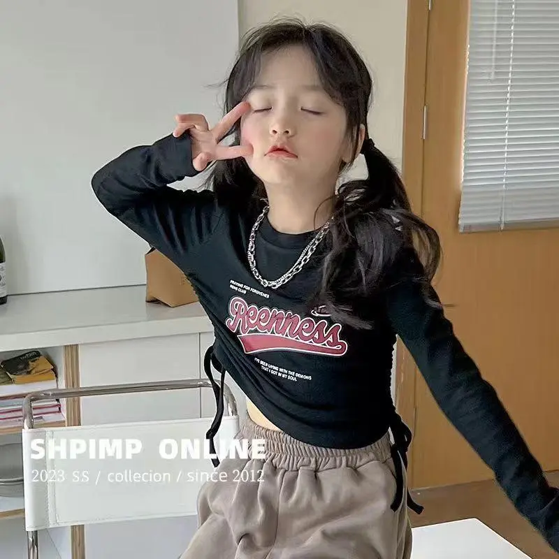 Korean Style T-Shirt Anak Perempuan Lengan Panjang Design Khusus Modren Style Anak Perempuan Atasan Lengan Panjang 7