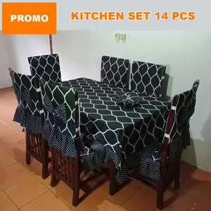COD Paket Kitchen Set 14 Pcs Taplak Meja Makan Sarung Cover Kursi Kerusi Kotak Tempat Tisu Tissue Aneka Perlengkapan Dekorasi Ruang Dapur Sederhana Modern Mewah Rumah Tangga Minimalis Murah