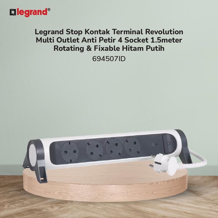 Gambar Legrand Stop Kontak Terminal Revolution Multi Outlet Anti Petir 4 Socket 1.5meter Rotating & Fixable Hitam Putih - 694507ID dari LegrandPowerSolution.id Kota Administrasi Jakarta Barat Tokopedia