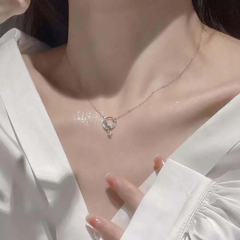 Vòng Cổ Lãng Mạn, Zircon Sang Trọng, Thiết Kế Ngôi Sao Và Mặt Trăng, Dây Chuyền Xương Đòn Dễ Phối Đồ Phụ Kiện Thanh Lịch, Thích Hợp Cho Phụ Nữ Và Trẻ Em Gái 1