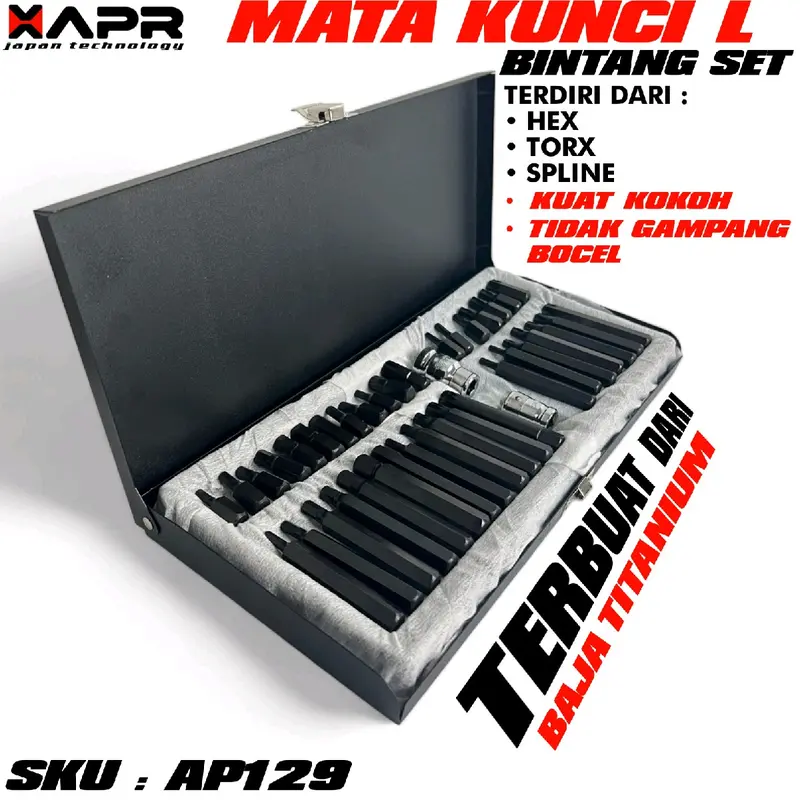 APR Mata Kunci L Bintang 10MM Bit Star Hex Spline Set 40PCS garansi 5thn 0