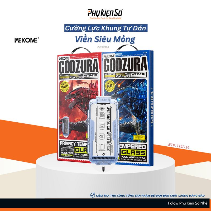   Viền Siêu Mỏng  Kính Cường Lực Khung Tự Dán Wekome Godzura WTP-115 116 Trong Suốt Và Chống Nhìn Trộm Thiết Kế 2025 Viền Siêu Mỏng 