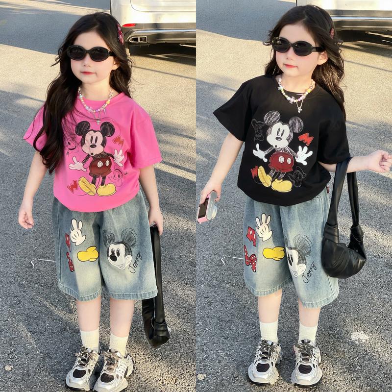  {Phúc Anh Kidss} Sét Bộ Áo Phông In Hình MICKEY - Quần Jean Ngố,Dễ Thương Cho Bé Gái !!!A022 