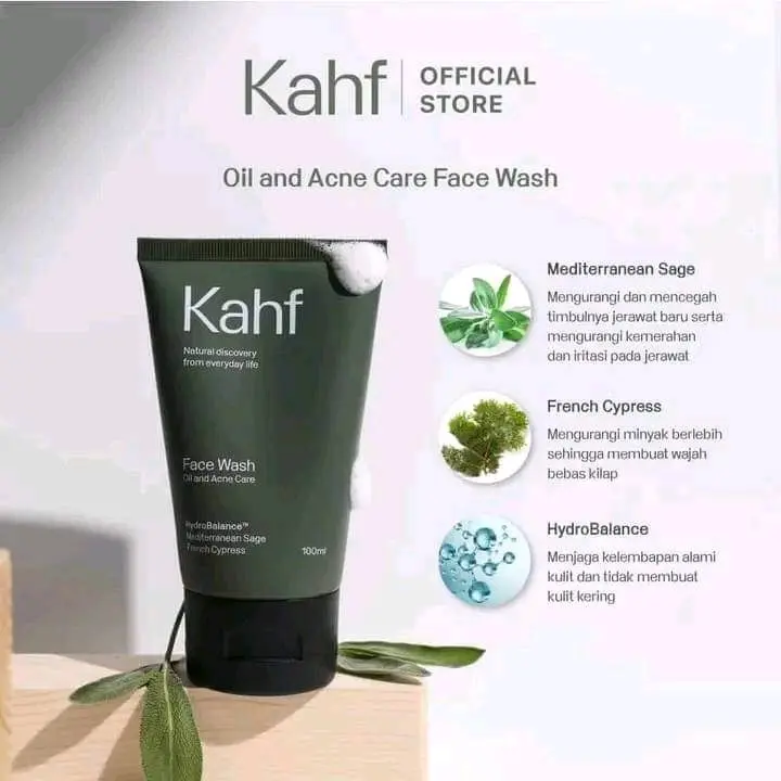 Kahf Hijau Oil & Acne Care Face Wash Original 100ml. Pencegah Jerawat. Pengurang Minyak Berlebih Berminyak Membersihkan Wajah Perawatan Facial Muka Pria Cleanser