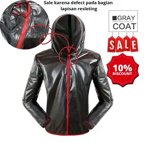 Waterproof Trail Running Rain Coat, Cycling - Jas Hujan size L - GRAY