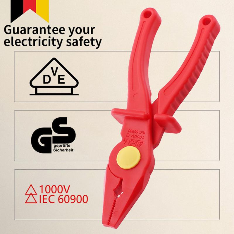Product Introduction of 7.7 Inch VDE Insulated Plier Multi-Functional Flat Nose Plastic Plier Crimper 1000V High Voltage Electrician Plier 41