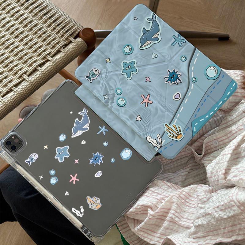 ỐP LƯNG IPAD VỎ BẢO VỆ THẾ GIỚI CÁ VOI ĐẠI DƯƠNG SÂU TRONG SUỐT ACRYLIC CÓ NGĂN…