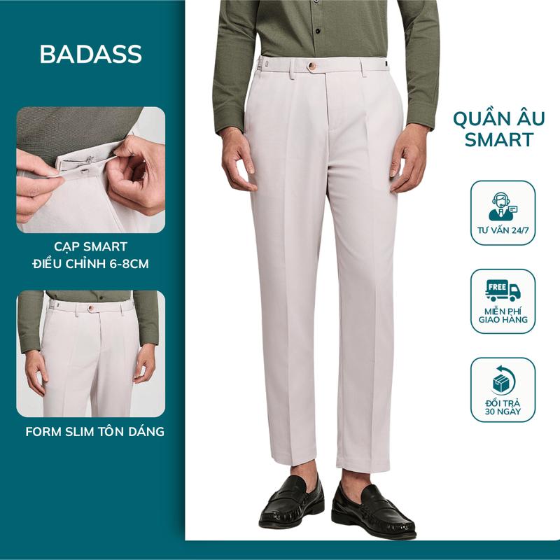 Quần âu nam cạp trượt dáng crop với phong cách trẻ trung BADASS quần tây màu đen sang trọng, chất liệu vải dày dặn 360 Boutique - QACOL515 [BC]