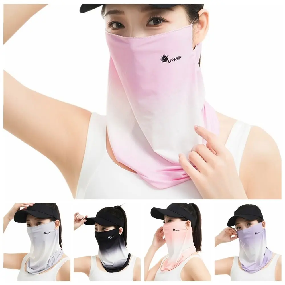 Thin Letter Summer Ice Silk Face Mask Sun Protection Breathable Sunscreen Face Veil Simple Fishing Face Shield Neckline Face Cover Fishing