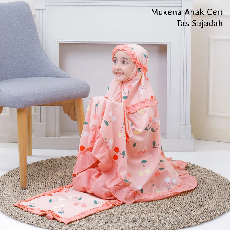 Mukena Anak Tas Sajadah Motif  Ceri 0