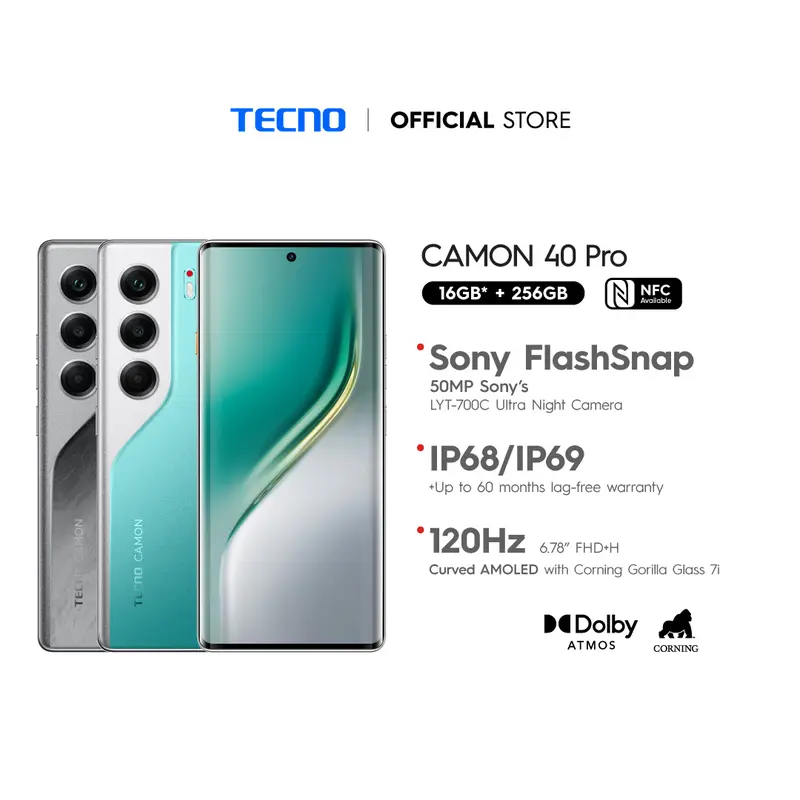 TECNO 4G CAMON 40 Pro Smartphone (16GB* RAM 256GB ROM) Son