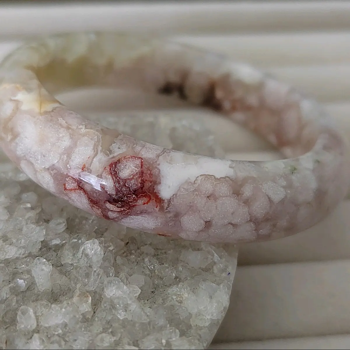 Madagascar Sakura Blossom Agate Bangle Gelang