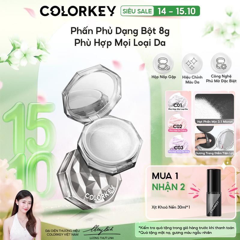 Phấn Phủ Dạng Bột COLORKEY Siêu Mịn Giúp Lớp Trang Điểm Tự Nhiên 8g
