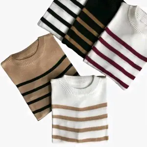 sweater rajut garis-garis YORA oversize-panjang 65cm, lingkar dada 115-120cm-fit atasan stripe
