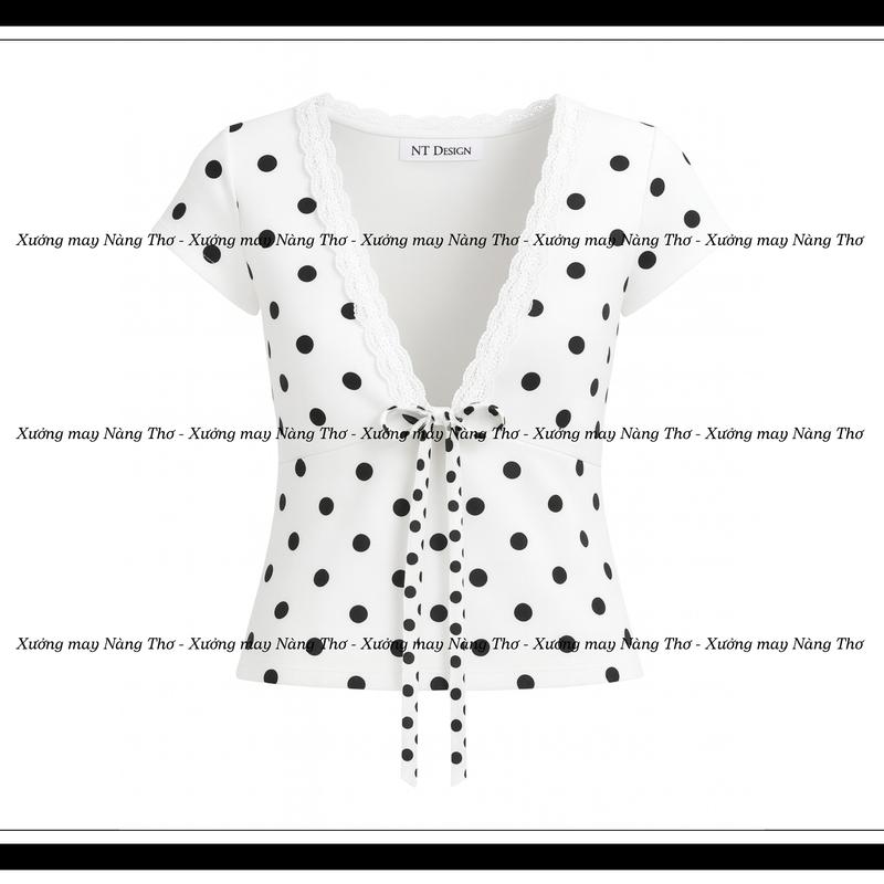 C379 Áo Kiểu Nữ Ôm Body Cổ Tim Phối Ren Y2k Hottrend Thun Cotton Mịn