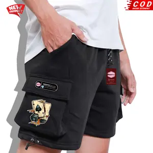 Celana Pendek Katun Fleece Short Unisex - 12 Warna Hitam Denim Distro Premium Pria Wanita Santai Surfing Boxer
