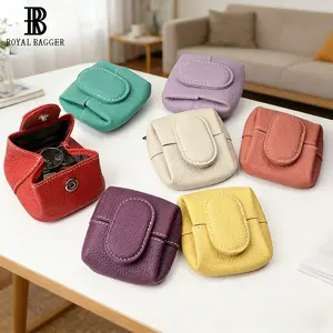 Royal Bagger Dompet Koin Motif Lychee Mini, Tas Penyimpanan Kunci & Earphone dengan Gesper Warna Solid, Tas Koin Kasual untuk Penggunaan Sehari-hari 1603