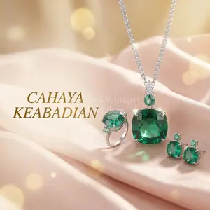 EWS18 Kalung safir berlian penuh mode kelas atas gaun makan malam wanita anting Fanta cincin zamrud set batu permata berwarna