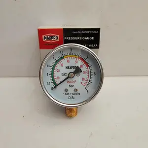 Manometer 6 Bar Pressure Gauge 2.5 Inch Alat Ukur Tekanan Udara Fluida 86 LBS Drat 1/4 Inch Regulator Kompressor Oksigen Mesin Industri