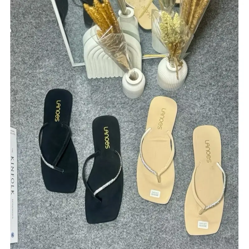 LANOES Sandal jepit Wanita Empuk Terbaru 2024 Sendal Flat