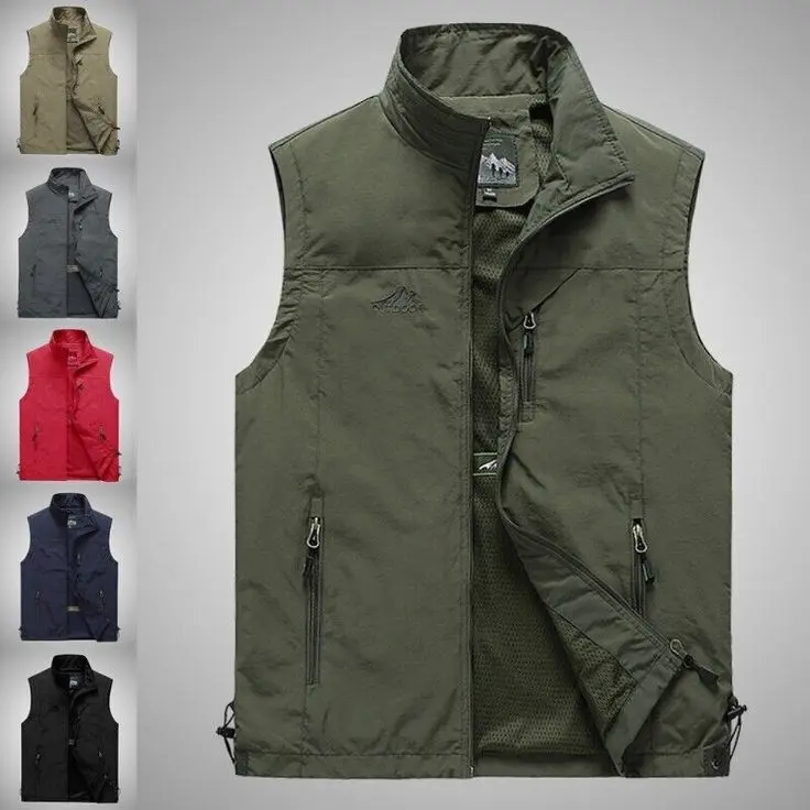 Rompi Vest Tactical Outdoor Pria Hitam Formal dengan Saku Multifungsi Casual Keren rompi & gilet 1