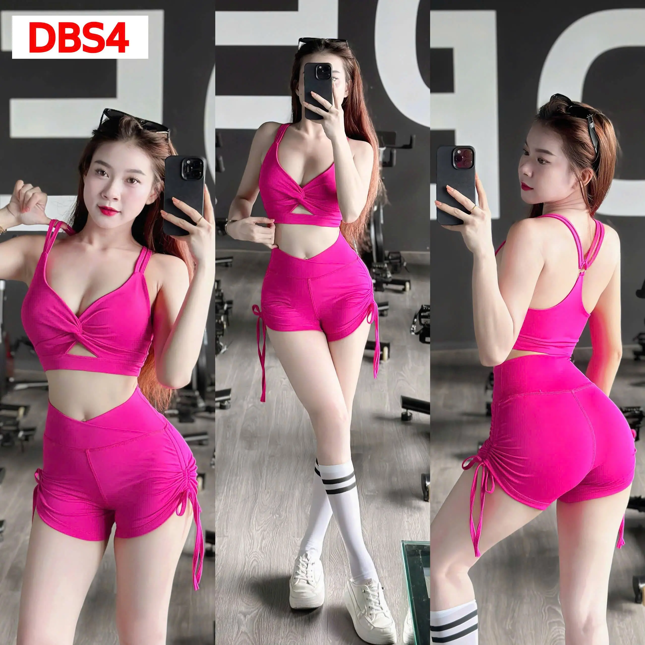 Bộ đùi thể thao quần đùi rút dây,áo bra cup ngực,bộ đồ bơi,đồ nhảy  tập Erobic,Gym,Yoga...Chât liệu co giãn thoáng mát.
