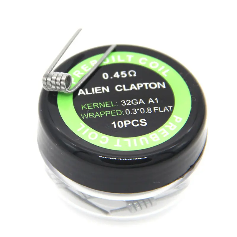 Cuộn dây Alien Clapton xoắn, cuộn dây RDA, cuộn dây quấn sẵn, 10 cái / hộp, 0.45ohm, A1 7