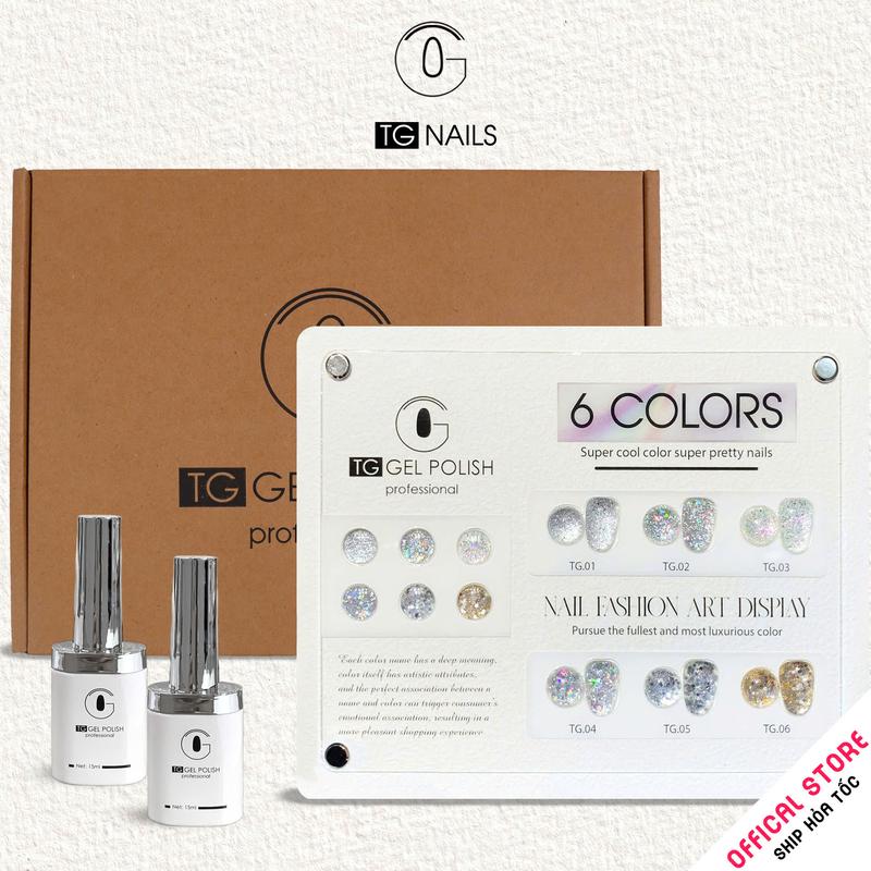 Set sơn gel nhũ kim tuyến siêu sáng,Lấp lánh nổi bật 6 màu TG