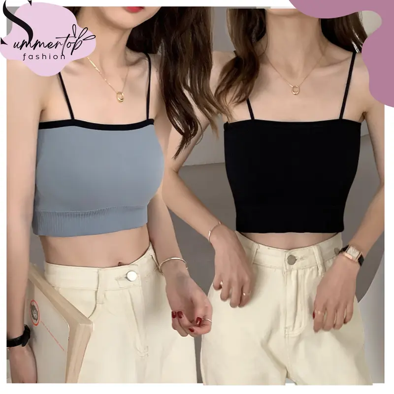 Summertop | BR587 Pakaian Dalam Bralette Casual  Tanktop Kemben Bra Singlet Crop Tali Bisa Dilepas Fashion Korea Wanita Atasan Cewek Bh tanktop Rompi 0