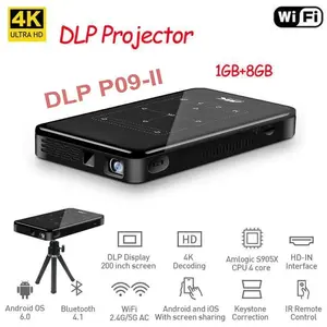 Mini Proyektor DLP P09-II Resolusi 4K HD Android Projector 50 ANSI Lumens