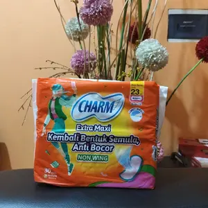 Charm Pembalut Extra Maxi 23cm Non Wing 30 Pads Kembali Bentuk Semula Anti Bocor Body Fit