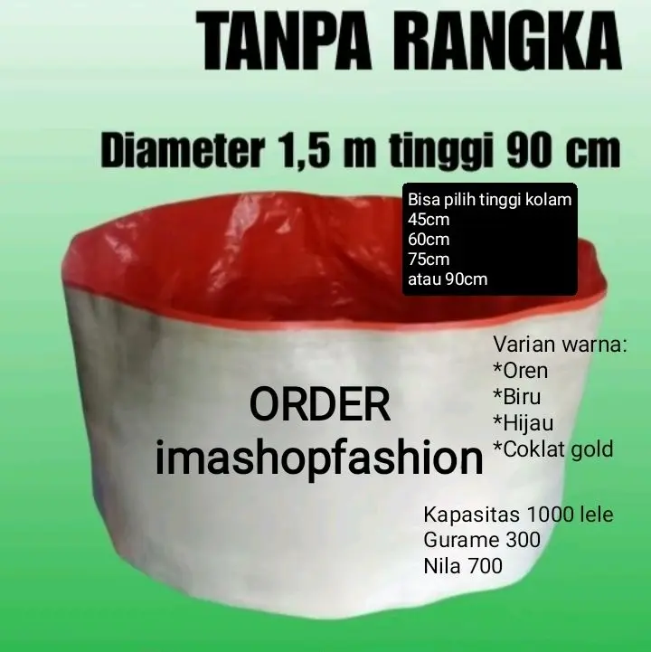 Kolam terpal KT D150 tinggi 45/60/75/90 Praktis Langsung Pakai Bisa Berdiri sendiri