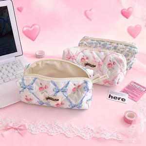Estuche para lápices con patrón floral, de gran capacidad, bolsa de maquillaje con cremallera, bolsa para guardar papelería, organizador de escritorio para el hogar, oficina y escuela