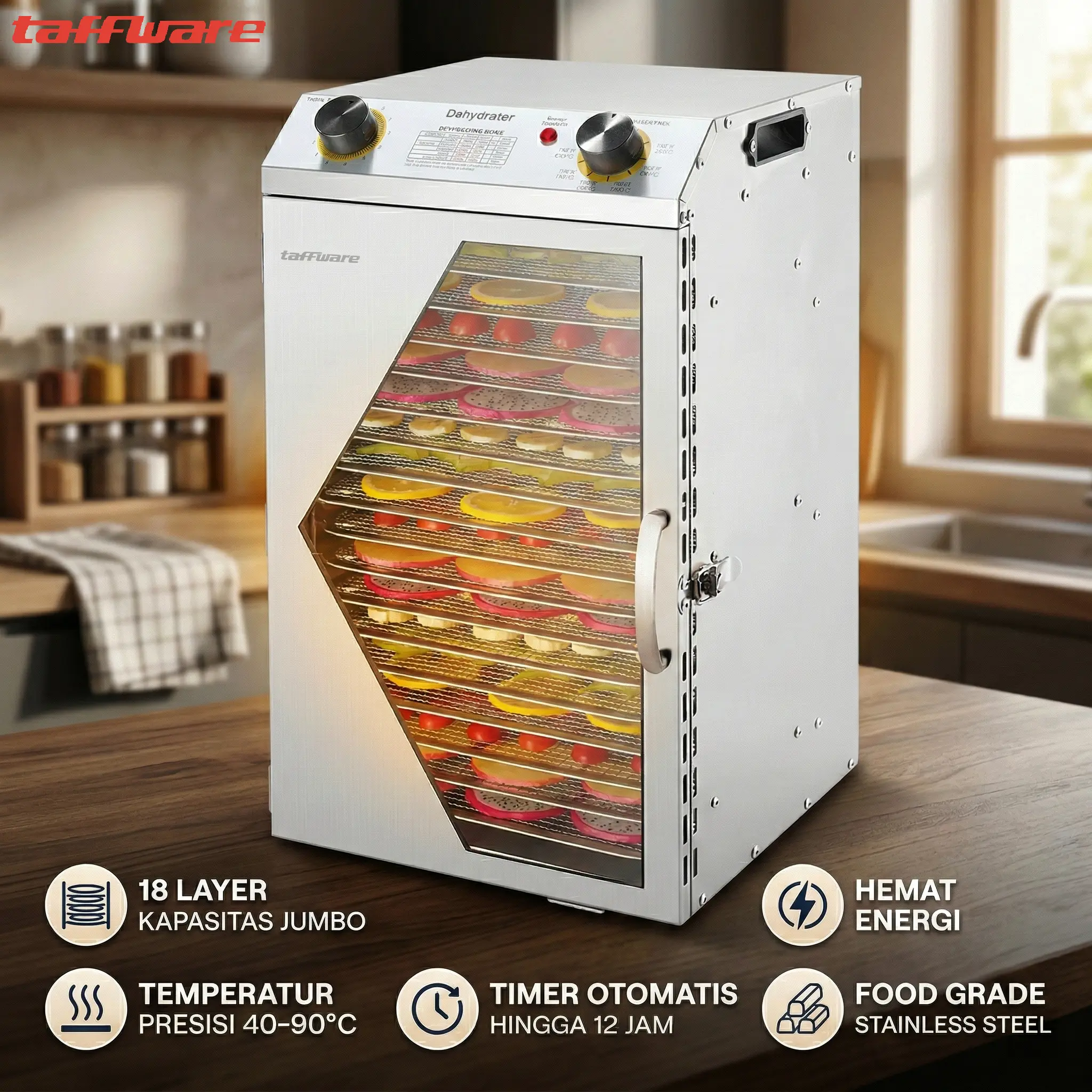 Mesin Pengering Makanan Food Dehydrator 18 Layer 220V 800W Taffware LT75