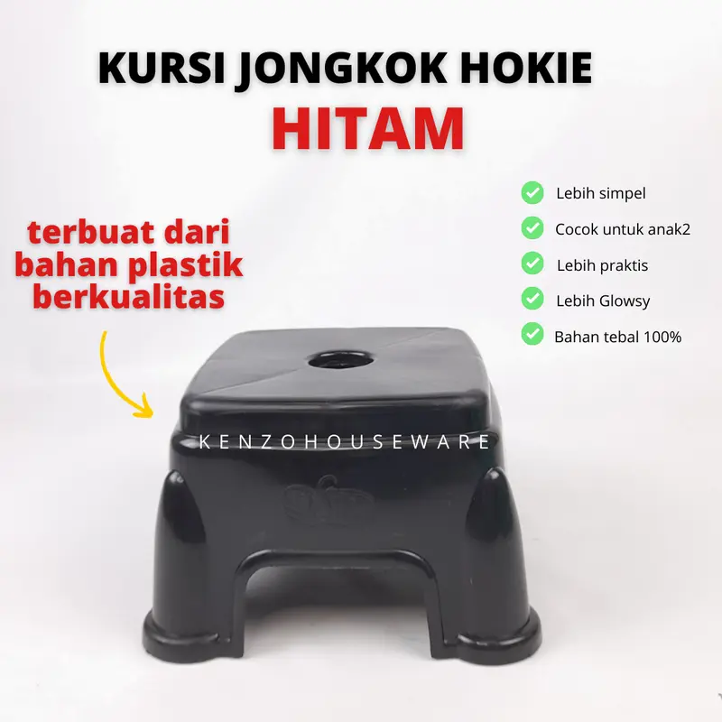 Bangku Tempat Duduk kursi Jongkok Kotak Pendek Plastik Hitam Murah Furniture 3