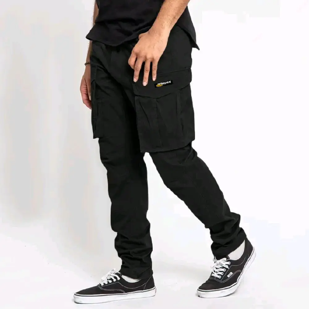 Celana Kargo Pria Terbaru Slim Fit Stretch Hitam Katun Casual dengan Banyak Kantong - abu,moca, Muda, Semi