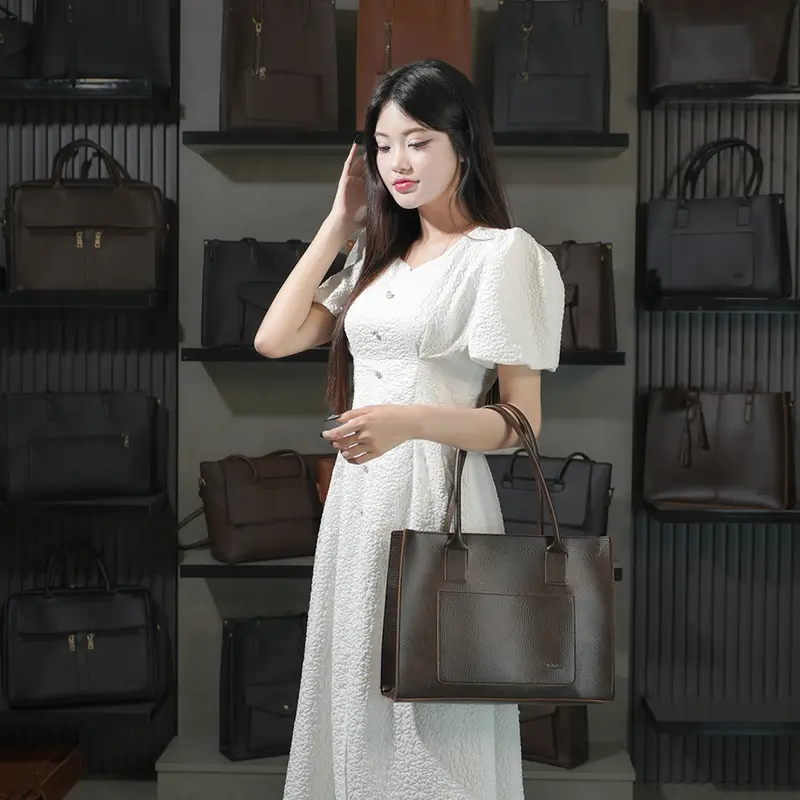 Túi Xách Nữ Da Công sở Đeo vai Đeo chéo NINA Tote Bag Jimmi Hình chữ nhật đựng Laptop 13-15in tài liệu A4 dành cho Văn phòng Giáo viên Sinh viên 8