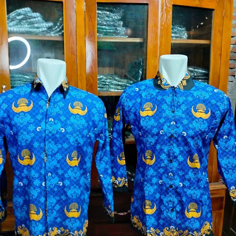 BATIK KEMEJA  COWOK &WANITA KORPRI TERBARU LAPIS FURING KRAH HITAM Wanita 3