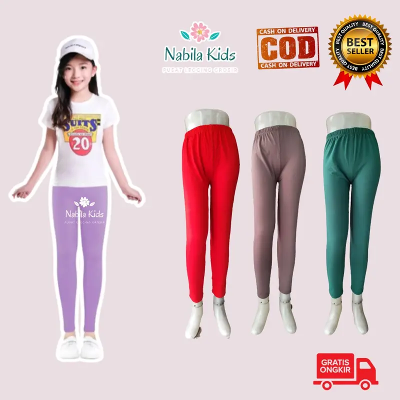 Legging Anak Polos PREMIUM umur 9-12 tahun Fashion 2
