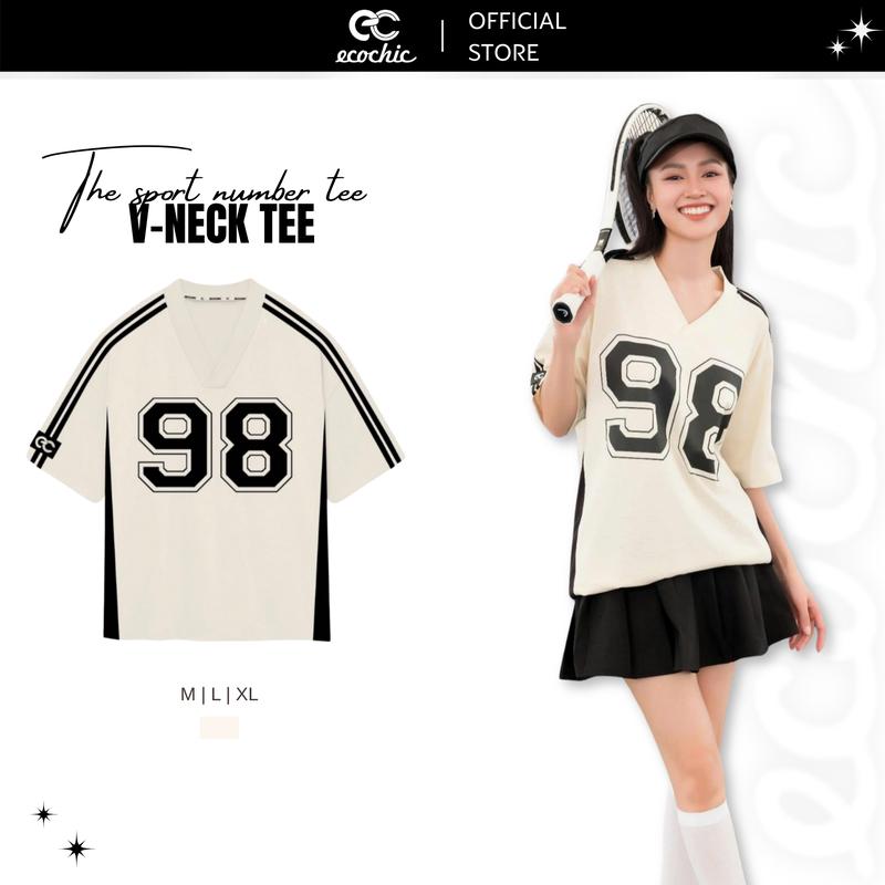 Áo Phông Cổ Tim Số 98 ECOCHIC SPORTS T-SHIRT NUMBER 98 B032 Local Brand Chính Hãng Unisex Form Rộng Oversize Premium Cotton